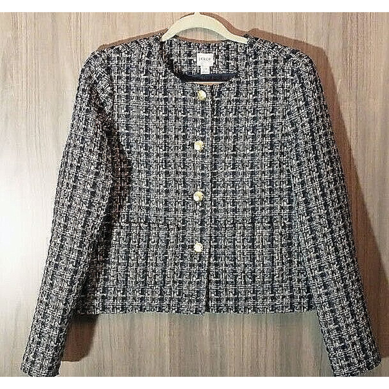 J Crew Woman Tweed Jacket Blue Size 10 Pockets Nwot Career Office Coat Msrp $218